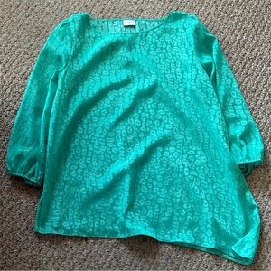 Jaclyn Smith Green 3/4 Sleeve Relaxed Blouse